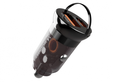 Automobilinis įkroviklis 12-24V USB + USB C 65W juodas Wozinsky